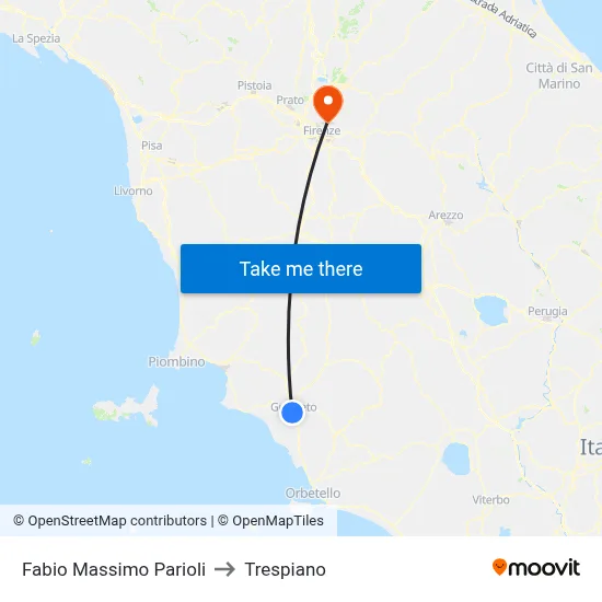 Fabio Massimo Parioli to Trespiano map