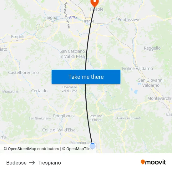 Badesse to Trespiano map