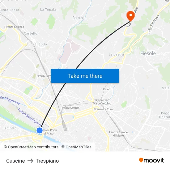 Cascine to Trespiano map