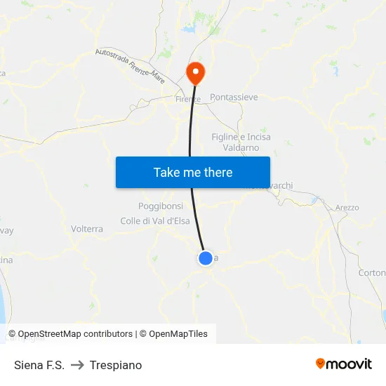 Siena F.S. to Trespiano map