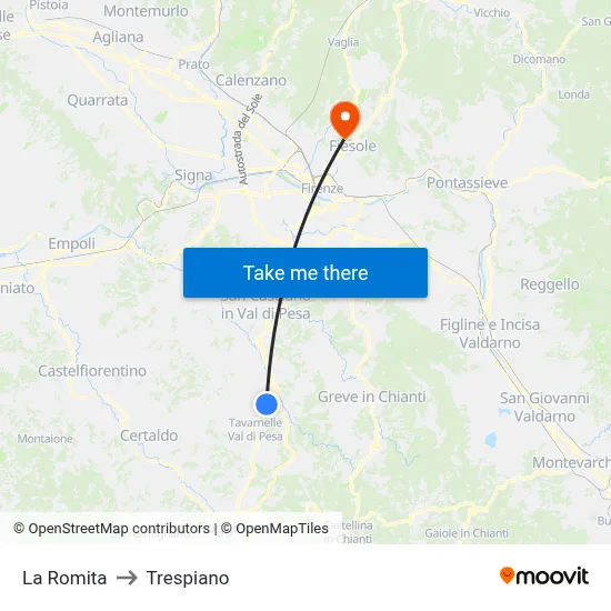 La Romita to Trespiano map
