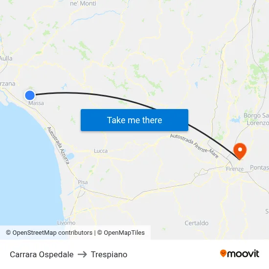 Carrara Hospital to Trespiano map
