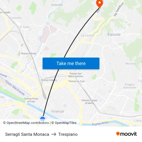Serragli Santa Monaca to Trespiano map