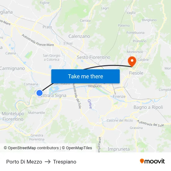 Porto Di Mezzo to Trespiano map