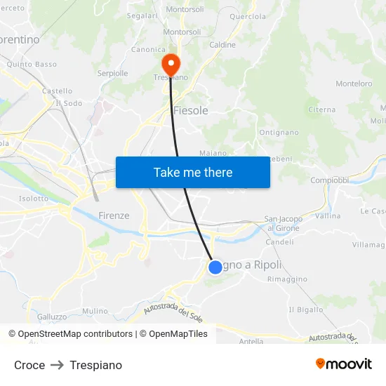 Croce to Trespiano map