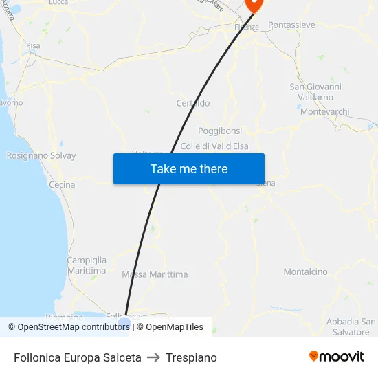 Follonica Europa Salceta to Trespiano map