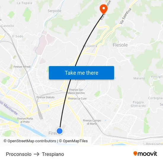 Proconsolo to Trespiano map