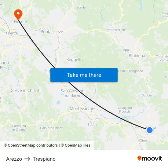 Arezzo to Trespiano map