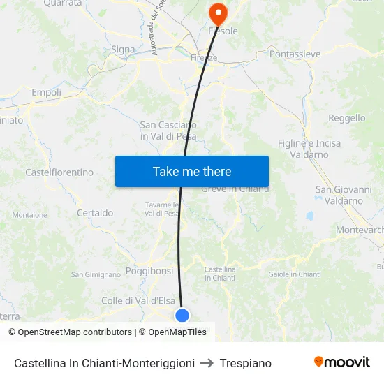 Castellina In Chianti-Monteriggioni to Trespiano map