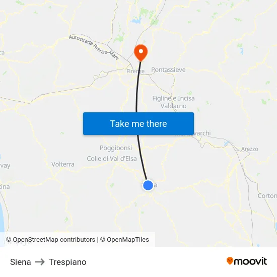 Siena to Trespiano map