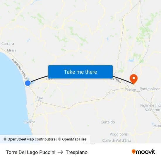 Torre Del Lago Puccini to Trespiano map