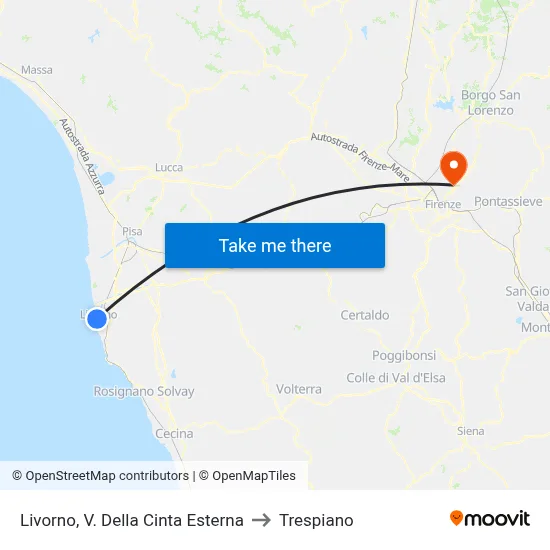 Livorno, Outer Ring Road to Trespiano map