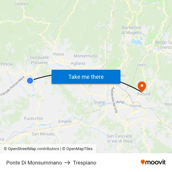 Monsummano Bridge to Trespiano map