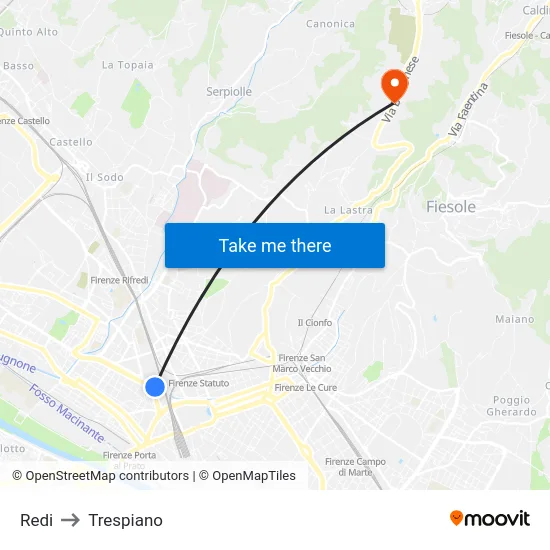 Redi to Trespiano map