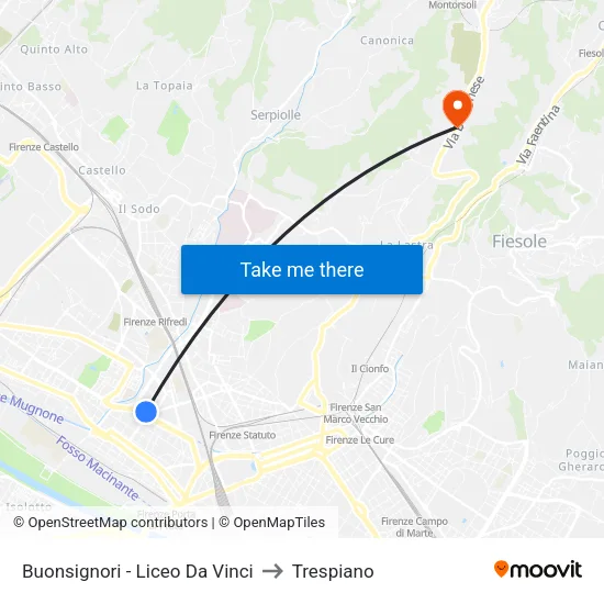 Buonsignori - Liceo Da Vinci to Trespiano map