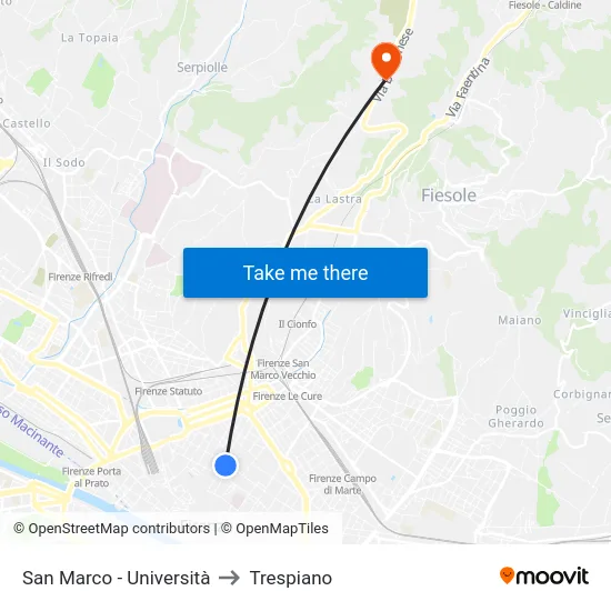 San Marco - Università to Trespiano map