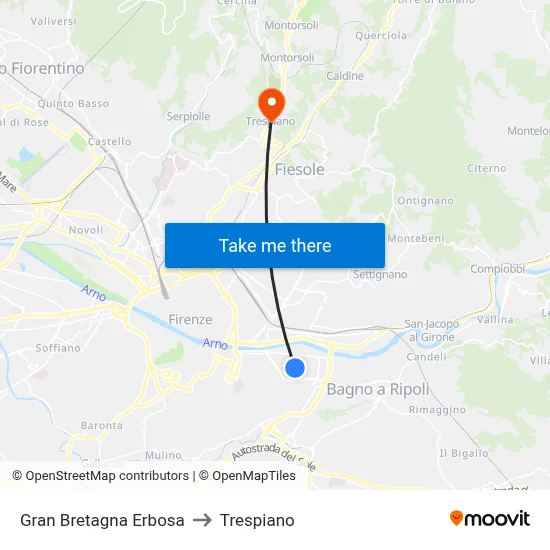 Great Britain Erbosa to Trespiano map