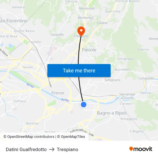 Datini Gualfredotto to Trespiano map