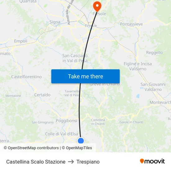Castellina Scalo Stazione to Trespiano map