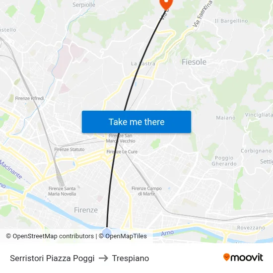 Serristori Poggi Square to Trespiano map