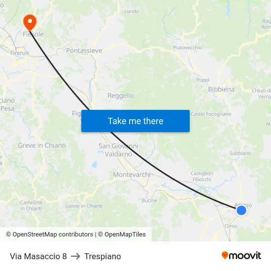 Via Masaccio 8 to Trespiano map