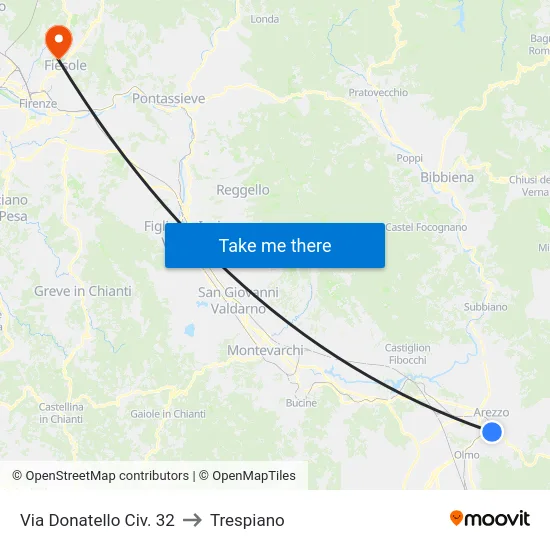 Via Donatello Civ. 32 to Trespiano map