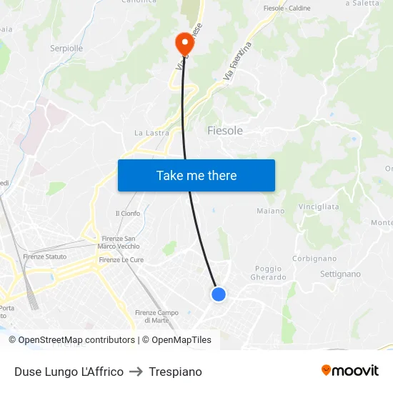 Duse Lungo L'Affrico to Trespiano map