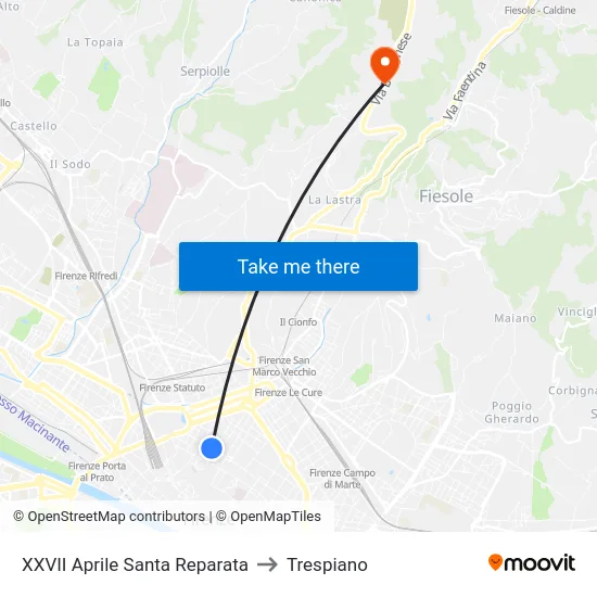XXVII Aprile Santa Reparata to Trespiano map
