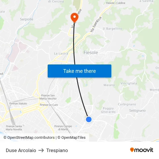 Duse Arcolaio to Trespiano map