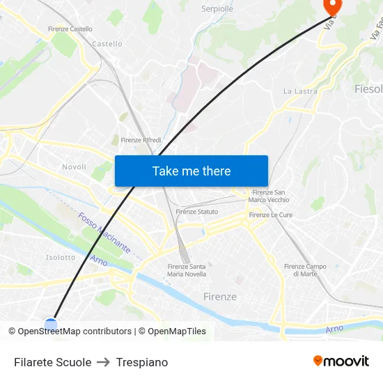 Filarete Schools to Trespiano map