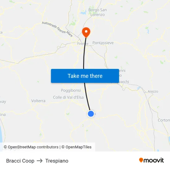 Bracci Coop to Trespiano map