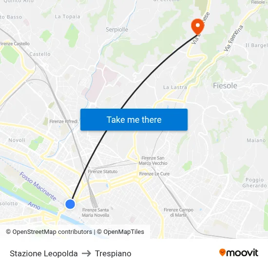 Leopolda Station to Trespiano map