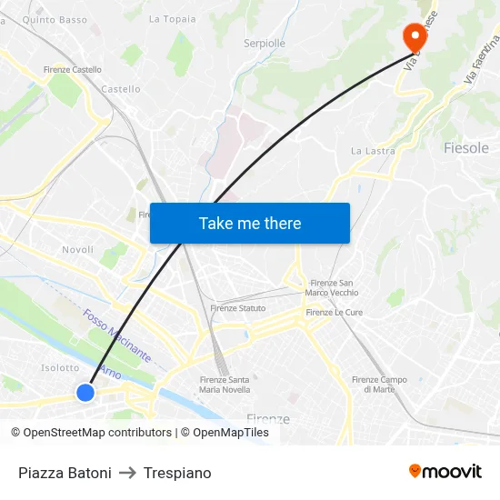 Batoni Square to Trespiano map