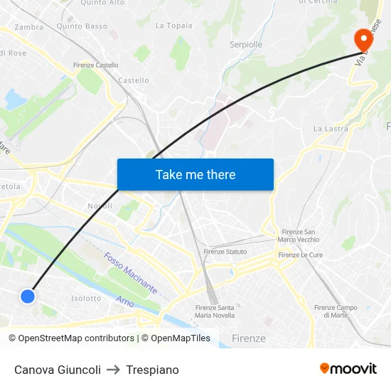 Canova Giuncoli to Trespiano map