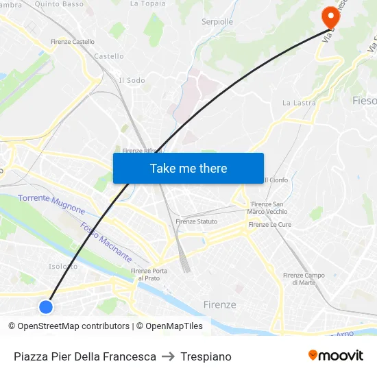 Piazza Piero Della Francesca to Trespiano map