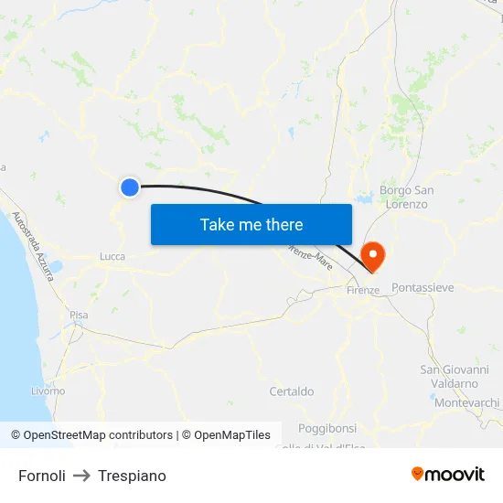 Fornoli to Trespiano map