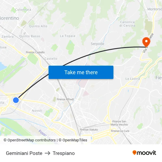 Geminiani Post Office to Trespiano map