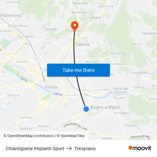 Chiantigiana Sports Facilities to Trespiano map