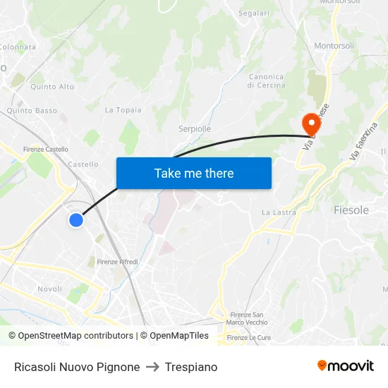 Ricasoli Nuovo Pignone to Trespiano map