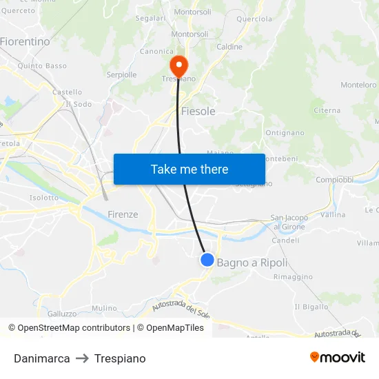 Danimarca to Trespiano map