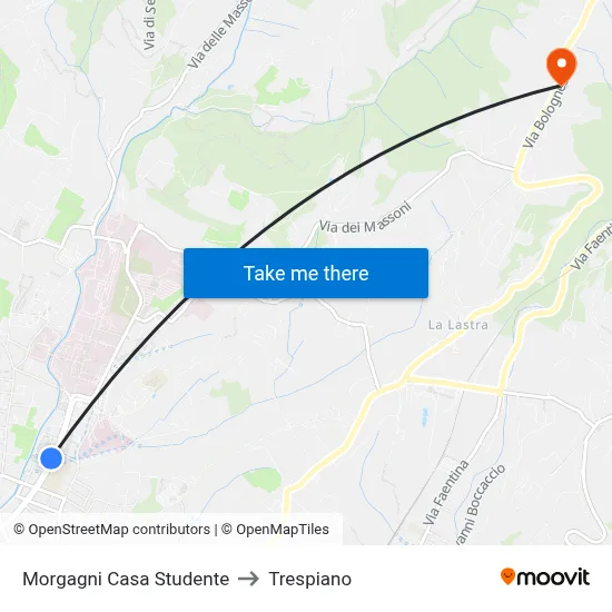 Morgagni Student House to Trespiano map