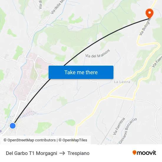 Del Garbo T1 Morgagni to Trespiano map