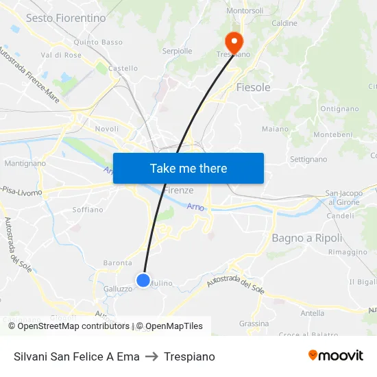 Silvani San Felice A Ema to Trespiano map