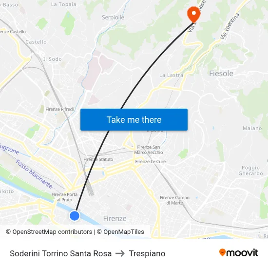Soderini Torrino Santa Rosa to Trespiano map