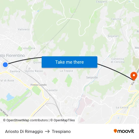 Ariosto Di Rimaggio to Trespiano map
