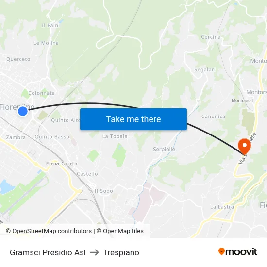 Gramsci Presidio Asl to Trespiano map