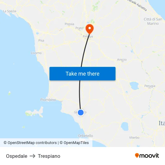 Hospital to Trespiano map