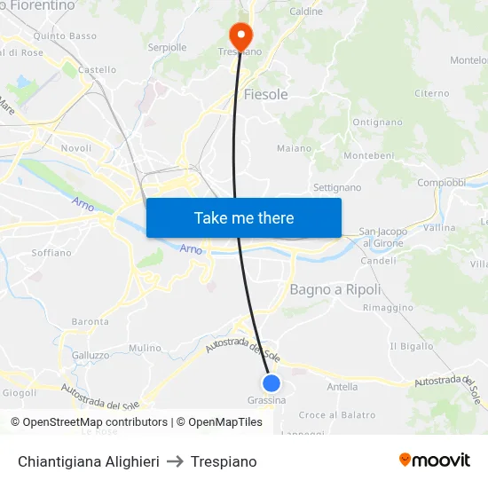 Chiantigiana Alighieri to Trespiano map