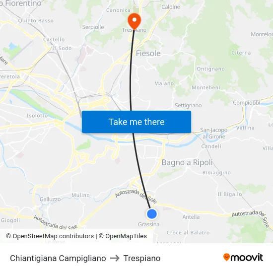 Chiantigiana Campigliano to Trespiano map