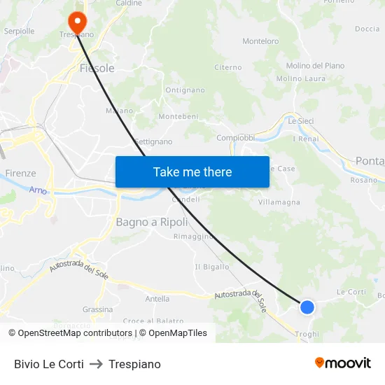 Le Corti Junction to Trespiano map